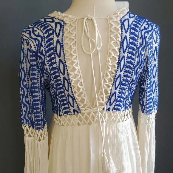 Free People Blue and Cream Mini Dress - Picture 8 of 13